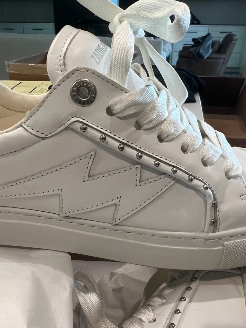 Zadig & Voltaire White Leather Women’s low-Top Sneakers, only worn once.